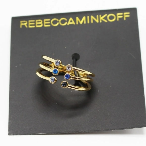 REBECCA MINKOFF GOLD RINESTONE OMBRE BUBBLE CLAW RING - Picture 3 of 5